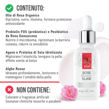 Siero viso Anti-Age Intensivo con Olio di Rosa Biologico – Rose Elixir