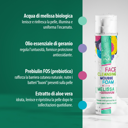 ACCESSO SPECIALE Schiuma Detergente Naturale per il Viso con Melissa e Geranio - per tutti i tipi di pelle