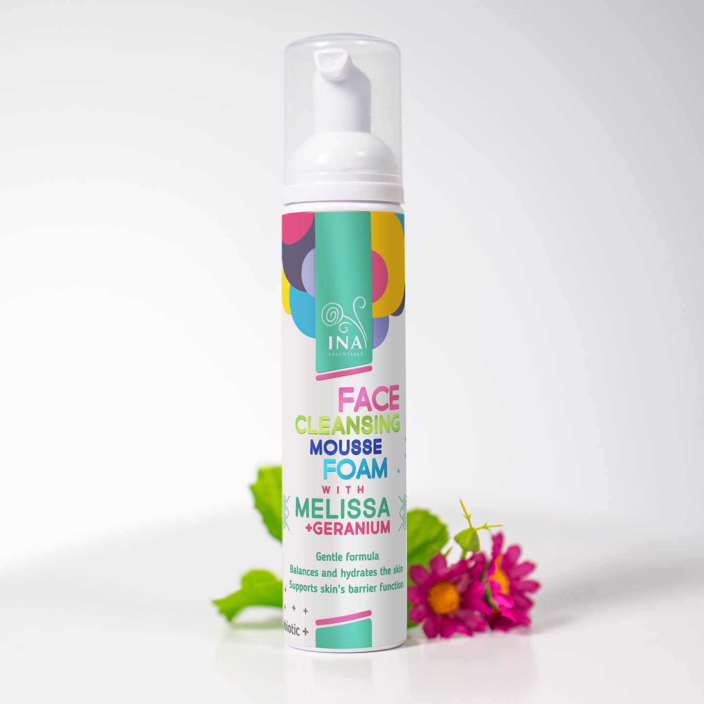 Schiuma Detergente Naturale per il Viso con Melissa e Geranio - per tutti i tipi di pelle