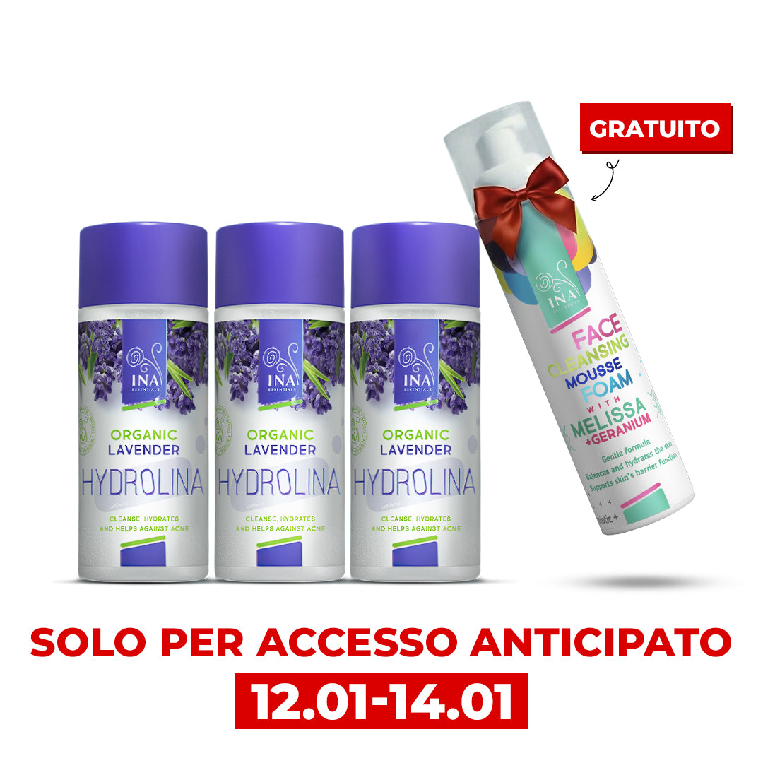 Acquista 3x Lavanda Hydrolina, ricevi 1 Schiuma Detergente per il Viso in omaggio
