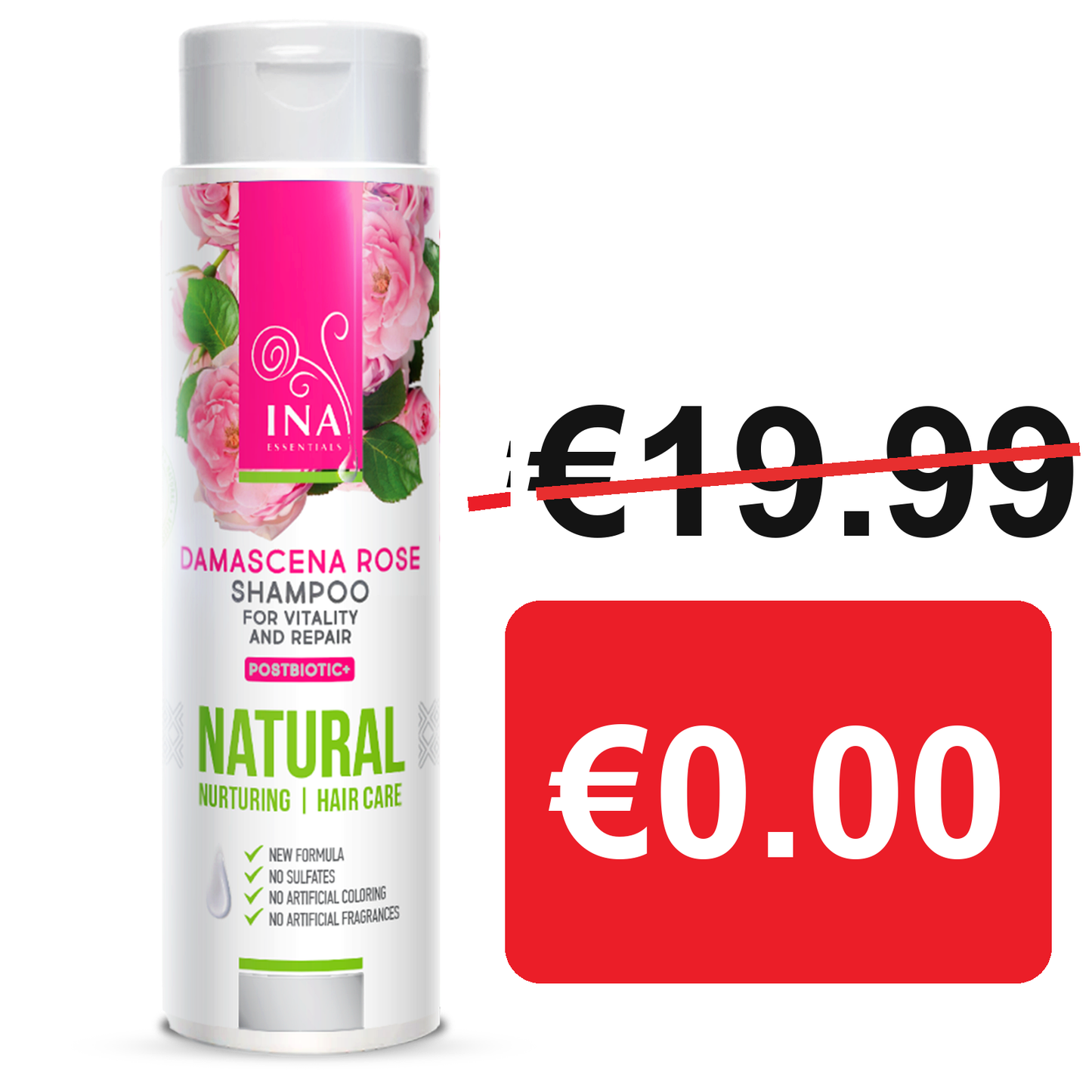 + Regalo Shampoo alla Rosa Naturale per capelli Secchi e Danneggiati