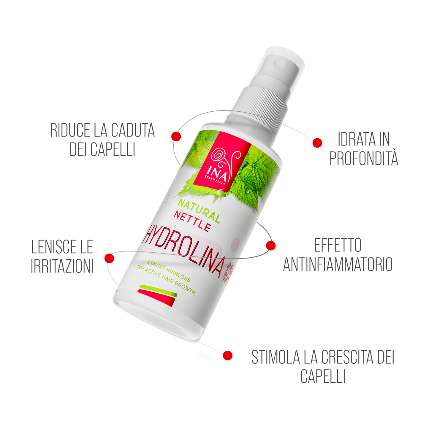 Acqua di Ortica Selvatica - Hydrolina - spray per la Caduta dei capelli e capelli Grassi