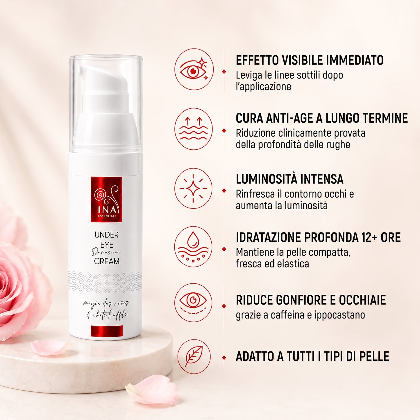 Crema Contorno Occhi Anti-Age Premium alla Rosa – Rose Eye Lift