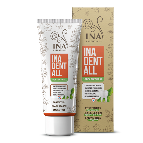+ Regalo Dentifricio Naturale Senza Fluoro con Scotano, Liscivia del Mar Nero e Postbiotico - Ina Dent-All