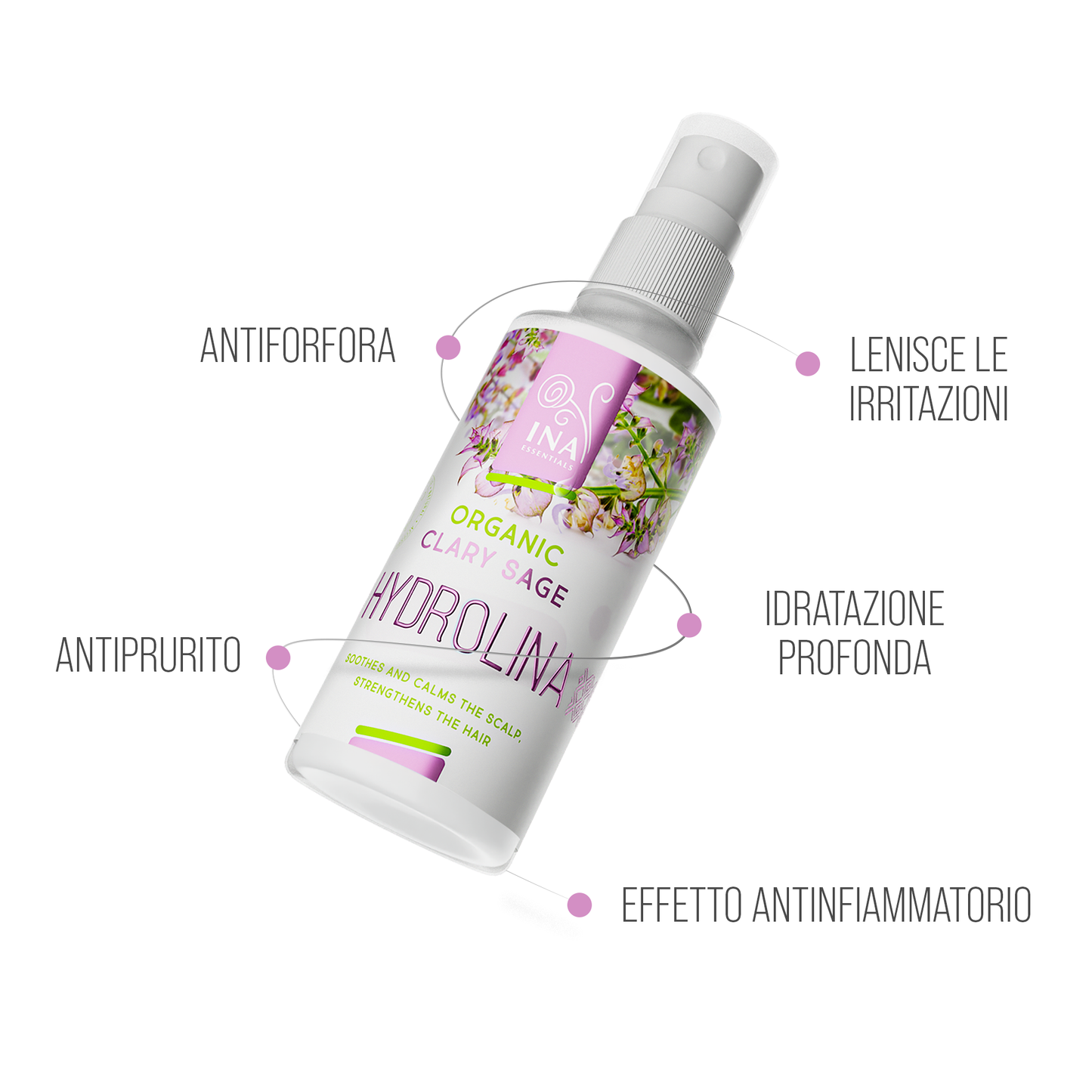 Acqua alla Salvia (Salvia Sclarea) Bio - Hydrolina per Forfora e Cuoio capelluto irritato